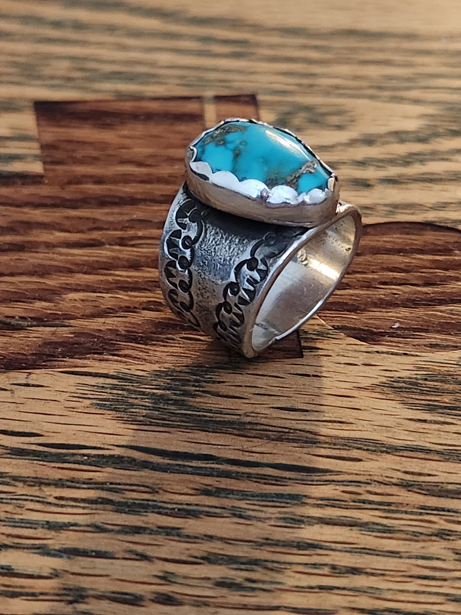 Natural Fox Turquoise and Sterling Silver Ring