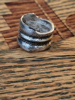 Tufa Cast Sterling Wide Band Size 10 Ring