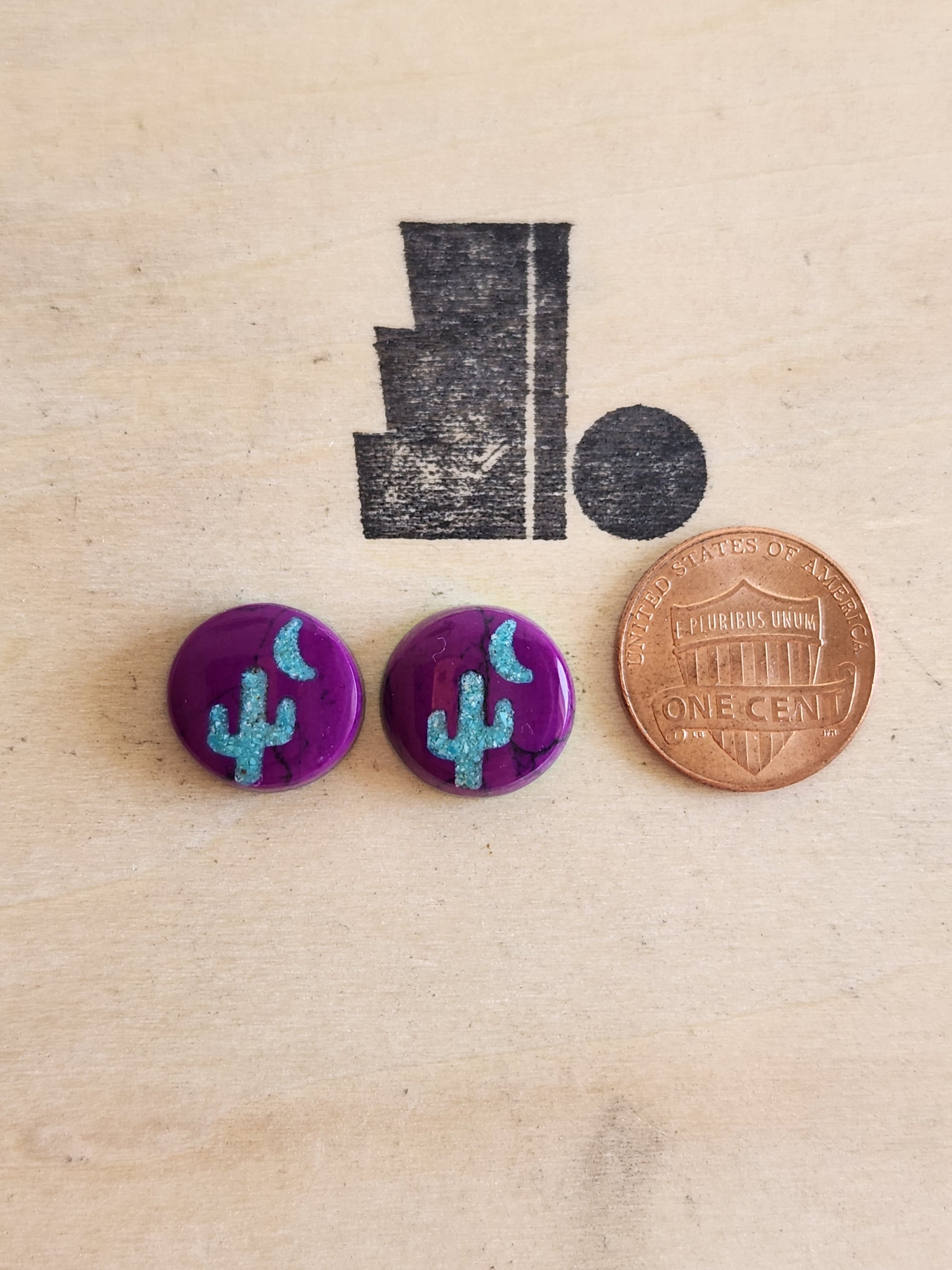 Purple Cactus Moon Pair- Made to Order
