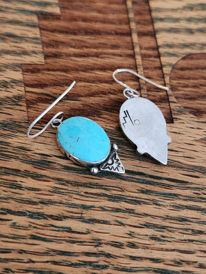Kingman Turquoise and Sterling Silver Dangle Earrings