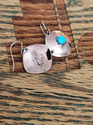 Copper and Kingman Turquoise Dangle Earrings