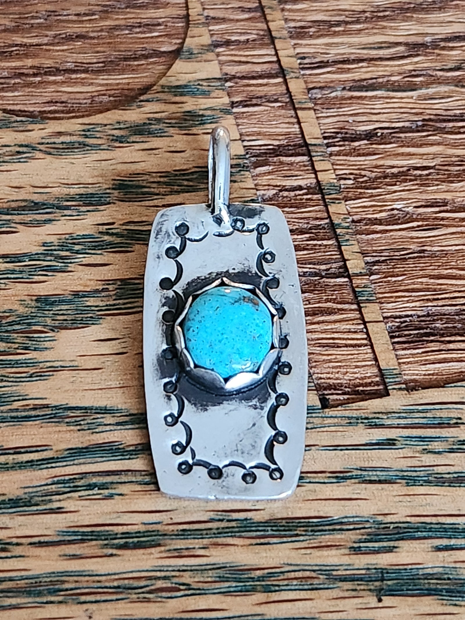 Old School Sterling Pendant with Persian Turquoise