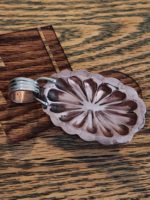 Copper, Sterling Silver and Turquoise Mountain Concho Pendant