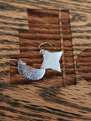 Star and Moon Sterling Silver Dangle Earrings