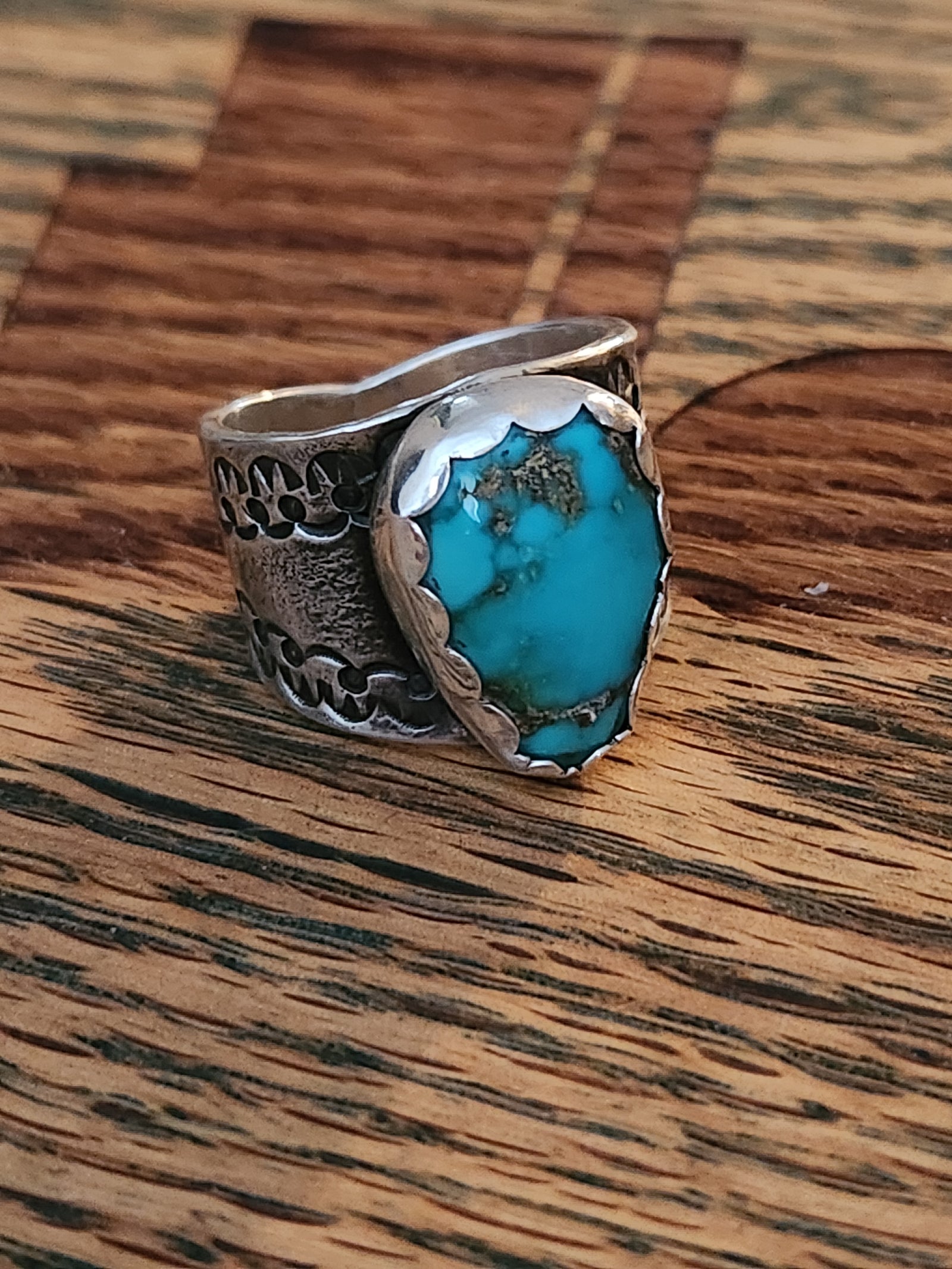 Natural Fox Turquoise and Sterling Silver Ring