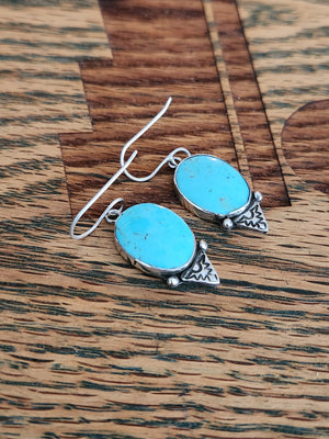 Kingman Turquoise and Sterling Silver Dangle Earrings