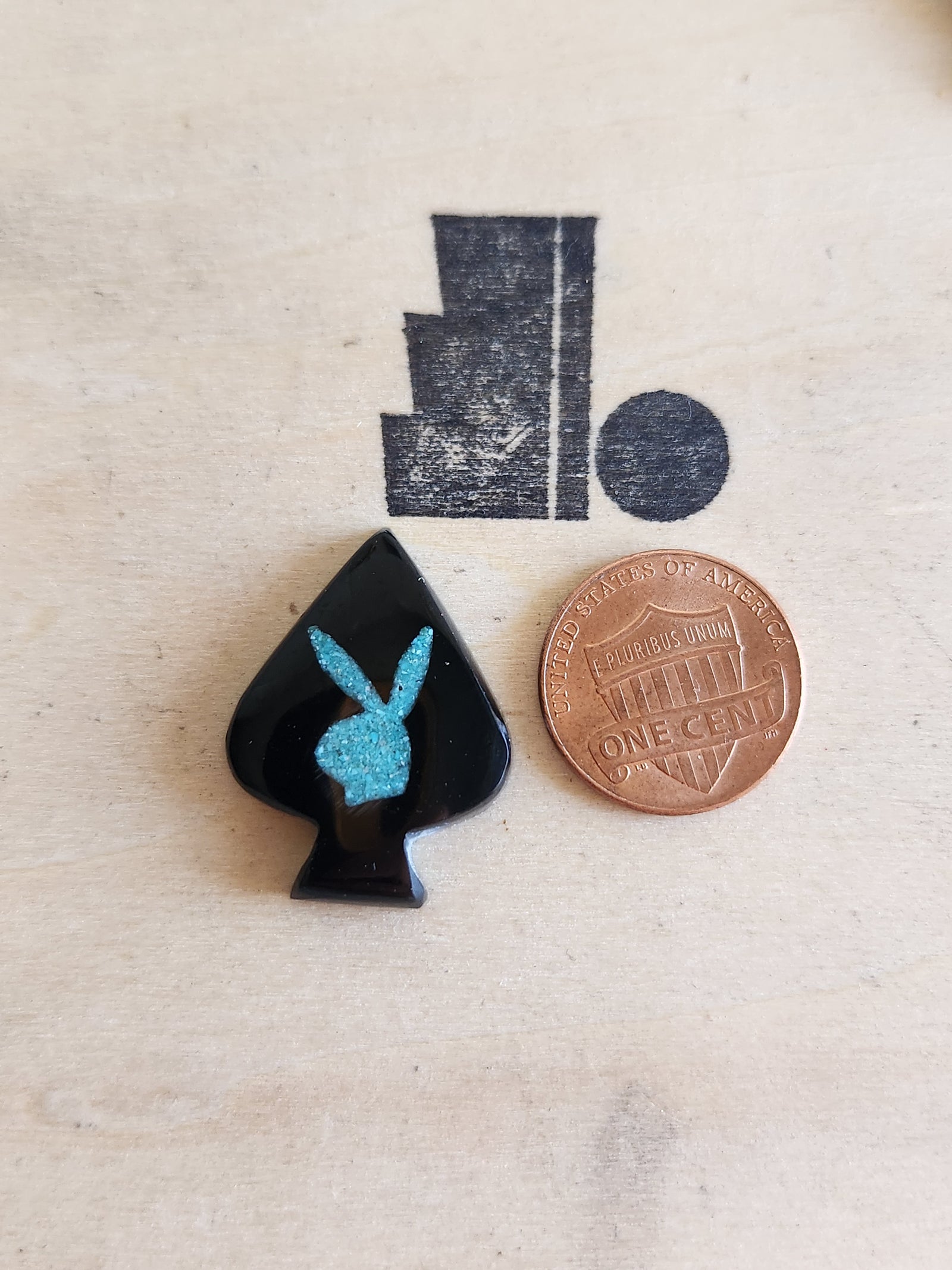 Spade with Turquoise Bunny Inlay- Made to Order