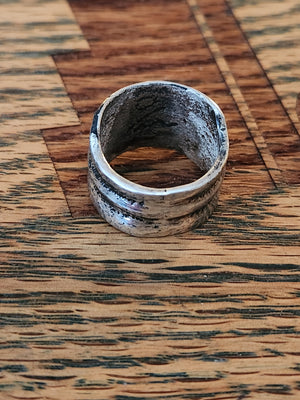 Tufa Cast Sterling Wide Band Size 10 Ring