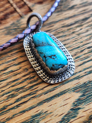 Sterling Silver and Smokey Kingman Turquoise Necklace