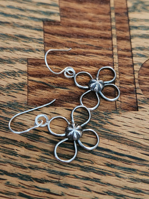 Sterling Silver Flower Design Earrings
