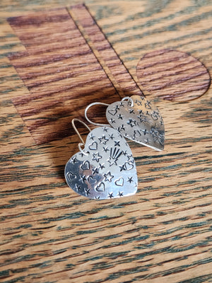 Stars and Hearts Sterling Silver Earrings