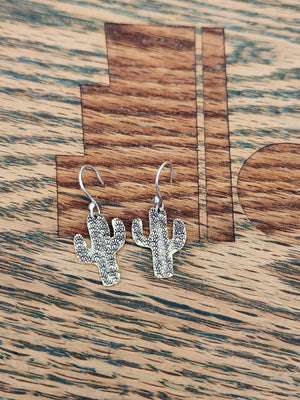 Sterling Silver and Brass Cactus Dangle Earrings