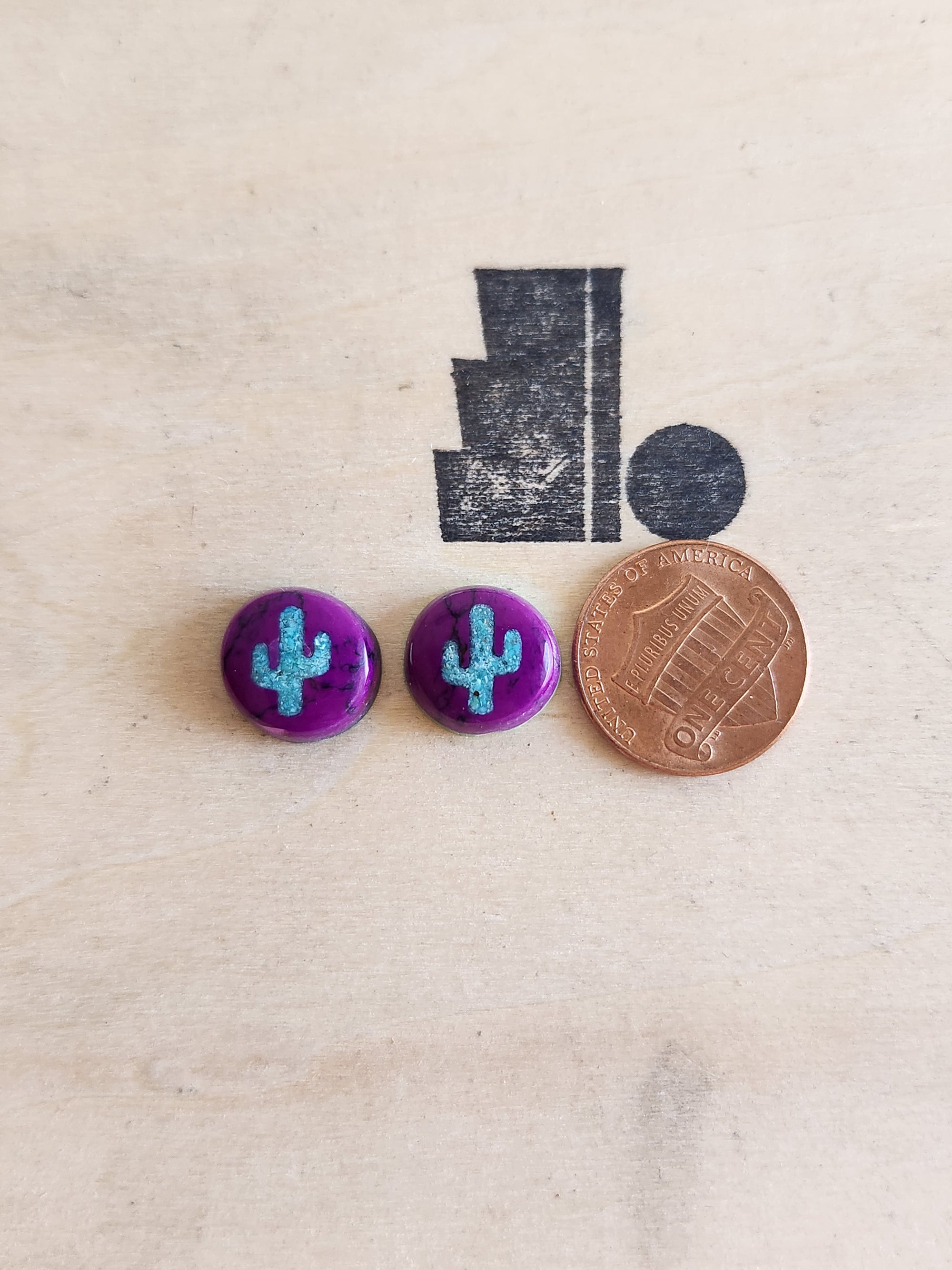 Purple and Turquoise Cactus Pair- Made to Order