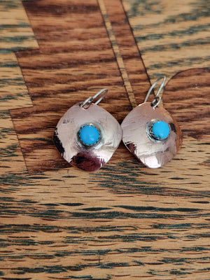 Copper and Kingman Turquoise Dangle Earrings