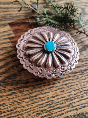 Copper and Turquoise Concho Belt Buckle