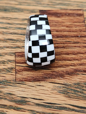 Sterling Silver Tapered Ring with Checkered Inlay