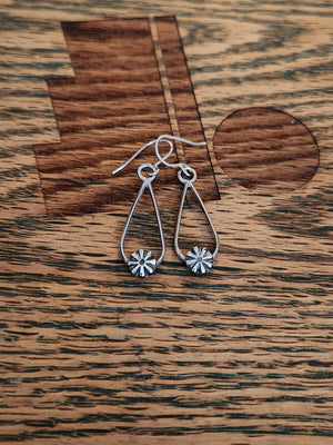 Sterling Silver Teardrop Flower Dangle Earrings