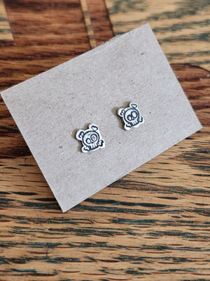 Sterling Silver Skullie Stud Earrings