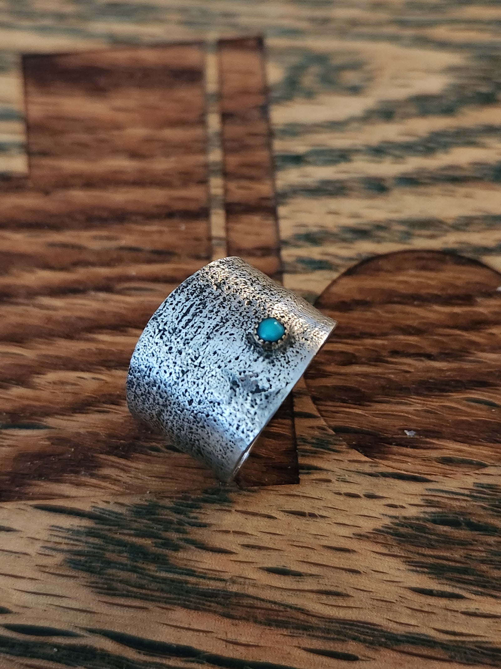 Tufa Cast Sterling Silver Ring, 14k Gold, Size 10