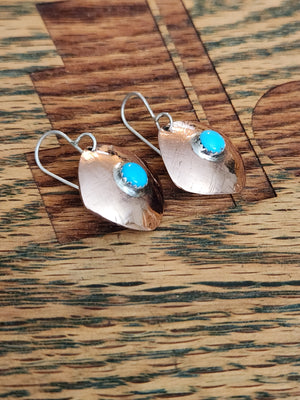 Copper and Kingman Turquoise Dangle Earrings