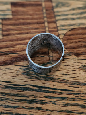Tufa Cast Sterling Silver Ring, 14k Gold, Size 10