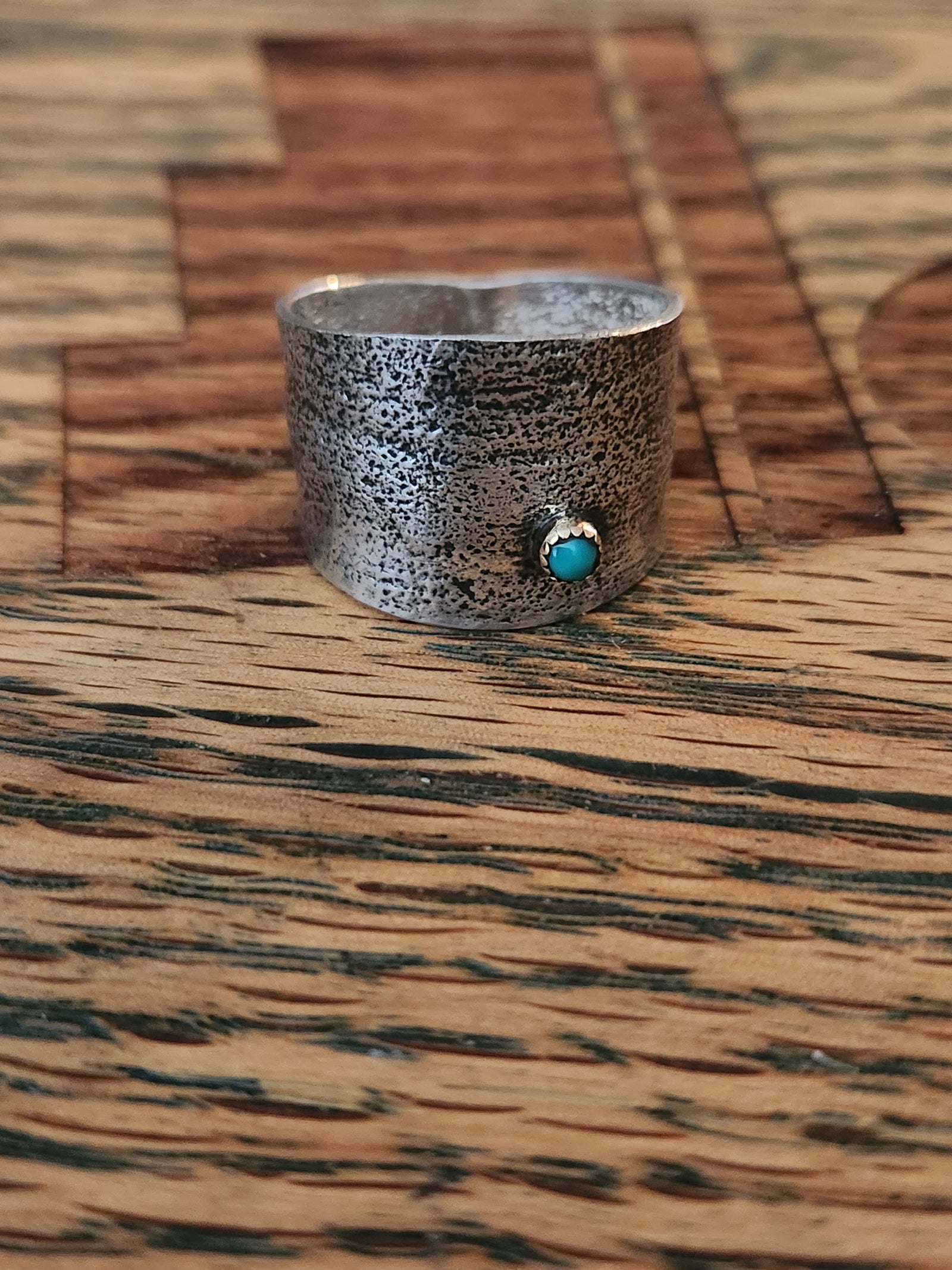 Tufa Cast Sterling Silver Ring, 14k Gold, Size 10