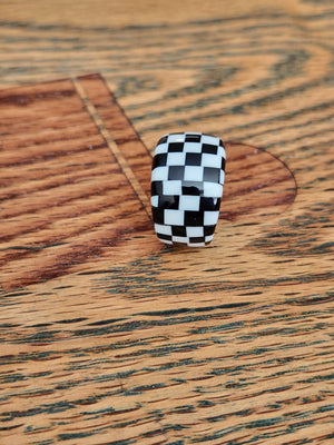 Sterling Silver Tapered Ring with Checkered Inlay