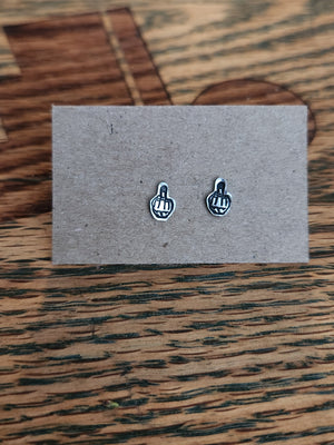 Middle Finger Sterling Silver Stud Earrings