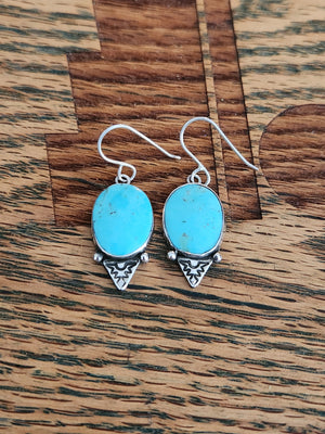 Kingman Turquoise and Sterling Silver Dangle Earrings